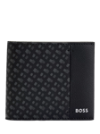 BOSS Embossed Logo Leather Wallet, Black