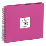 Hama Fine Art photo album, 50 black pages (25 sheets), spiral bound album 36 x 32 cm, with cut-out window, pink