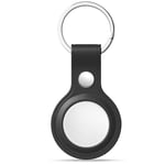 AROYI Keychain Case Compatible with Airtag,Airtag Holder Keyring Flexible Protective PU Leather Anti-Lost Anti-Scratch Cover Accessories,Black