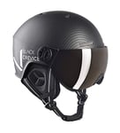 BLACK CREVICE Casque de ski Sölden I Casque avec visière en style pilote de différentes couleurs I Casque hommes & femmes I Casque de snowboard unisexe I Casque respirant I Taille réglable (M, noir carbone mat/blanc)