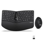 Perixx Periduo-606 Set de Clavier Compact Ergonomique et Souris Verticale sans Fil, Repose-Poignet réglable et Touches Low Profile, dpi réglable, QWERTY Espagnol