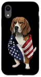 Coque pour iPhone XR Beagle Dog Patriot Wrap dans le drapeau des USA American Spirit