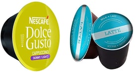 48 x Dolce Gusto Skinny Cappuccino Espresso Coffee Pods (No Milk Pods) Sold Loose + 5 x E.U. Xtores Compatible Milk Pods