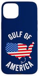 Coque pour iPhone 15 Plus Golfe des États-Unis Amérique Carte drôle Golfe du Mexique Drapeau USA 4 juillet