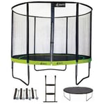 Trampoline 305 cm + filet + échelle + bâche + kit ancrage PUNCHI Vert