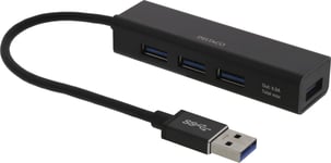 Deltaco 4 Port USB 3.1 Hub - Svart