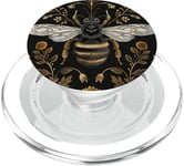 Beau motif abeilles et fleurs noires PopSockets PopGrip pour MagSafe