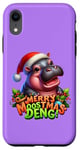 Coque pour iPhone XR Adorable bébé hippopotame Moo Deng Merry Moostmas Christmas Cheer