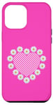 Coque pour iPhone 12 Pro Max Carreaux rose vif Tartan Happy Daisies Cœur Formes Mania