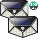 Qiyao - Lampe Solaire Extérieur 100 led 2200mA Héclairage Solaire Extérieur Détecteur de Mouvement, Spot Solaire Puissante sans Fil, Lumière Solaire