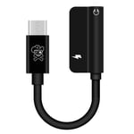 Lux-Case Universaali HAT PRINCE HC-13 USB tyyppi-C 3.5mm aux-ääni liitin + naaras lataus portti adapteri kaapeli - Musta