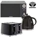 Daewoo ARGYLE 1.7L 3000W KETTLE 4-Slice Toaster & Multi-Function Microwave Black