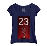 T-Shirt Femme Col Echancré Michael Jordan 23 Chicago Bulls Basket Superstar Goat