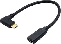 90 Degrés Usb 3.1 Type C Mâle À Femelle Câble D'Extension Connecteur Gen 2,Prend En Charge Câble Charge,Données,Audio Et Vidéo Pour Le Nouveau Macbook Pro,Appareils De Type C(20Cm,M/F)