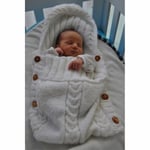 Stickad babysovsäck inlindning för barnvagn baby åkpåse med fleece inuti, varm påse stickad myspåse för bebisar nyfödda (YJD)