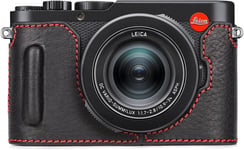 Étui pour Leica D-LUX 8 La caméra, Style Rétro - Demi-Housse de Protection en Cuir Véritable pour Leica D LUX 8/D-LUX8 La caméra - avec Ouverture en Bas et Poignée - Noir et Rouge.[G437]