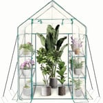 Heyfurni Walk in Greenhouse with 3 Tier 6 Shelves,2 More Bottom Shelves Reinforced Plant House,Steel Frame Growhouse/Green House for Outdoor,PVC Cover 143x73x195cm