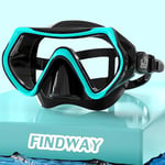 Findway Masque Plongée Adulte, Masque de Plongée en Verre Trempé, Lunettes de Natation avec Couvre-Nez, Lunettes de plongée Anti-buée, Masque Snorkeling pour la Natation et la Plongée