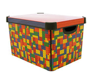 Curver Stockholm Lego Blocks Kitchen, Living room, Bathroom, Bedroom, Utility Large Rectangular Deco Storage Box 22 Litres - Multi Colour