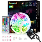 LED Strip Lights with Remote 5M,Romwish Flexible Color Changing Led Lights for Bedroom, 5050 RGB Led Tape Lights with 44key IR Remote, 24V Power Supply RGB Led Light for Room, Bar, TV, Kitchen, Party