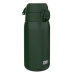 ION8 Kids Water Bottle (350ml) Leak-Proof & BPA Free Thermal Drinking Bottle, Triple Lock Lid to Prevent Spills & Hide Away Handle, Made with Vacuum Insulated ThemoShield Stainless Steel, Dark Green