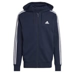 adidas Essentials French Terry Sweat à Capuche à 3 Bandes Full Zip Legend Ink/White, XXL pour Homme