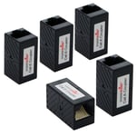 5x Adaptateur RJ45 accouplement Cat6 (femelle-femelle, 8 broches, blindé), noir