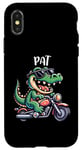 Coque pour iPhone X/XS Pat Funny Alligator Moto Design pour garçon Nom Pat