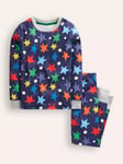 Mini Boden Kids' Glow-in-the-Dark Snug Pyjamas, Starboard Blue Stars