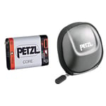 Petzl Core Batterie pour Lampe Frontale Mixte Adulte, Blanc, Taille Unique & E93990 Étui Poche pour Lampes frontales compactes TIKKINA, Tikka, ZIPKA, ACTIK et TACTIKKA, Noir Argent