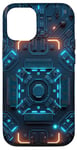 Coque pour iPhone 15 Grille bleue Tech Punk