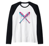 Cross Baseball Bat with SprinklesDrip Sports Player Softball Raglan Baseball Tee