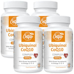 Ubiquinol CoQ10 600mg Softgels - Active Form of CoQ10 Plus Vitamin E & Omega 3 6 9 - Advanced Antioxidant Coenzyme Q10 Supplement for Heart & Brain (60 Count, (Pack of 4))