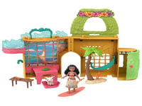 Mattel Disney Princess Moana Doll House & Doll, Moana’s Stacking Island Home w/ Small Doll, 2 Friend Figures & 8 Play Pieces, Inspired by Disney Movie, HWW97