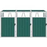 Inlife - Abri de poubelle triple Vert 213x81x121 cm Acier