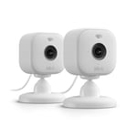 Blink Mini 2 | Caméra de surveillance connectée à prise, vidéo nocturne HD en couleur, projecteur intégré, système audio bidirectionnel, détection de mouvements | 2 caméras | Blanc