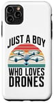 Coque pour iPhone 11 Pro Max Just A Boy Who Loves Drones Drone Lover Pilote d'antenne amusant