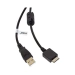 vhbw câble de données USB (type A sur lecteur MP3) câble de chargement compatible avec Sony Walkman NWZ-E373, NWZ-E436F lecteur MP3 - noir, 150cm