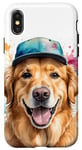 Coque pour iPhone X/XS Golden Retriever Casquette Snapback Chien Animaux Imprimé