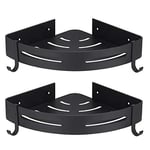 Hoomtaook Lot de 2 étagères d'angle de douche sans perçage pour salle de bain - Aluminium - Finition mate - Noir