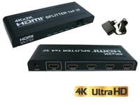 SPLITTER HDMI 1.4B 4 PORTS - RESOLUTION 4K 2160x3840 / COMPATIBLE 3D - Duplique le son et l'image d'une source HDMI