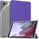 MoKo Étui Compatible avec Samsung Galaxy Tab A7 Lite 8.7 Pouces 2021(SM-T227/SM-T225/SM-T220), Étui à Trois Volets Anti-Chocs Coque de Protection avec Support Dos Translucent, Violet Foncé