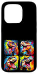 Coque pour iPhone 15 Pro Dinosaure T Rex Pop Art Dessin Coloré Peinture