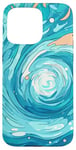 iPhone 15 Pro Max Swirl Blue Color Illustration Pattern Abstract Art Case