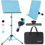 CAHAYA Sheet Music Stand Metal Portable with Carrying Bag, Sheet Music Clip, Projector Stand, Portable Podium Stand, Laptop Stand Blue, CY0194-3