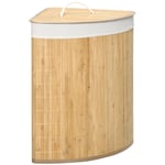 Bamboo Laundry Basket with Lid 55L Corner Laundry Hamper Washing