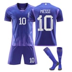 2022 Argentina nr 10 Messi fotbollströja barn Jersey Set Football Clothes, Kids Youth football shirt 18