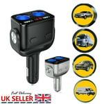 Dc 12v Car Cigarette Lighter 2 Way Dual Usb Adapter Charger Plug Socket Splitter