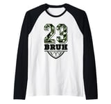 Mens Number 23 Basketball | Army green olive Camo Raglan Baseball Tee