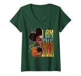 Womens Black History Month African American Woman I Am the Storm V-Neck T-Shirt